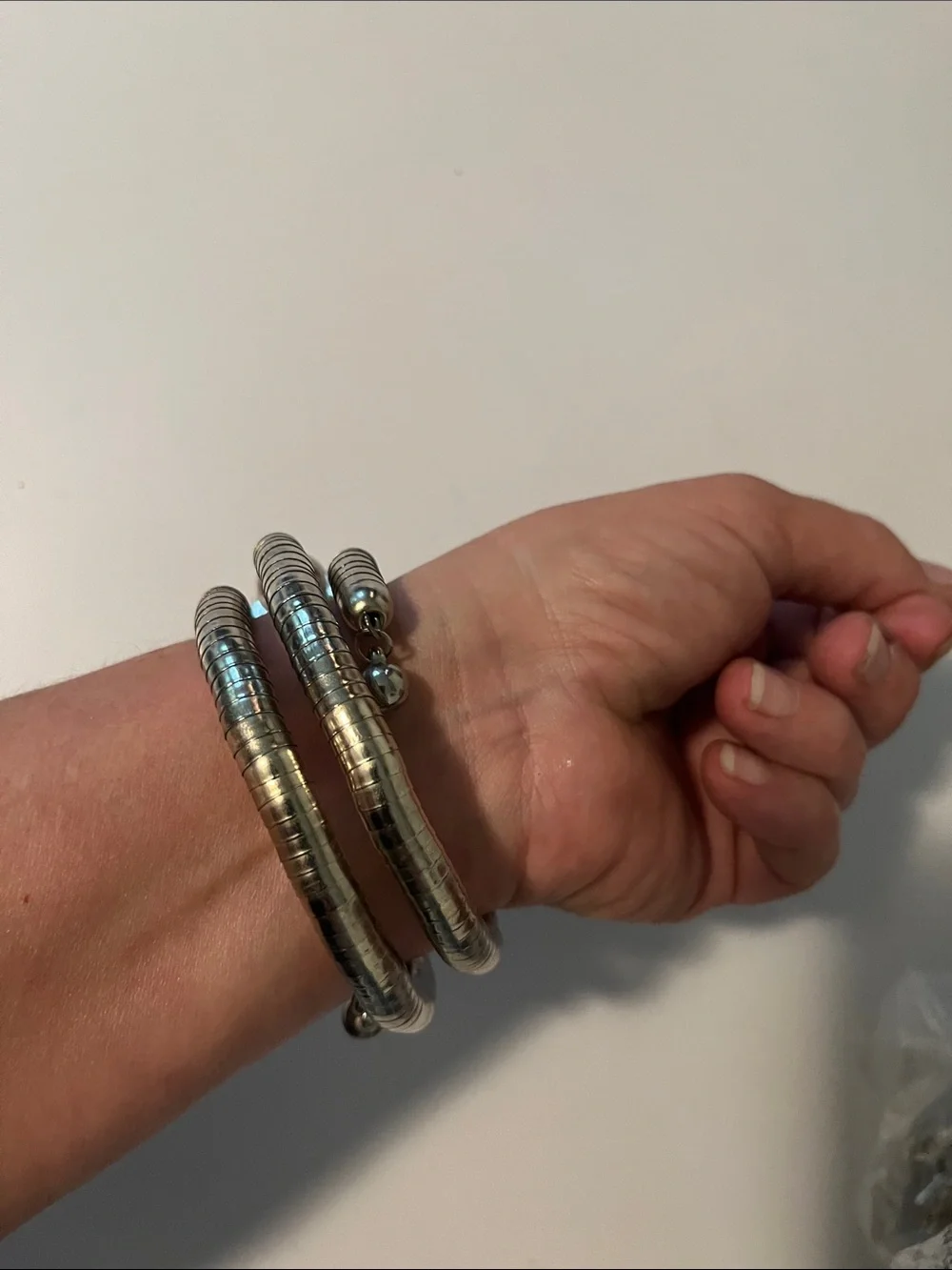 Silver-Tone Taupe Bead Wrap Bracelet